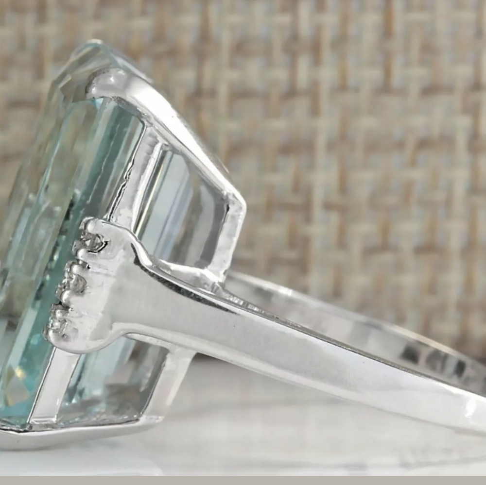 New Stamped S925 Blue Aquamarine Ring - Picture 5 of 8
